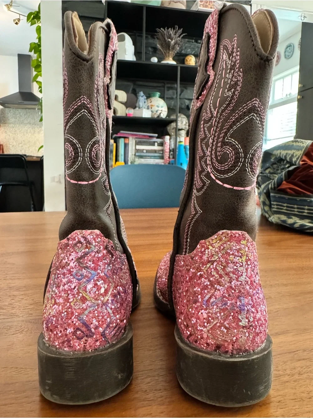 ROPER LITTLE GIRLS' GLITTER SOUTHWEST WESTERN BOOTS - SQUARE TOE - Size 10